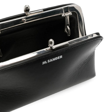 Leather mini handbag with metal frame and Jil Sander embossed logo detail