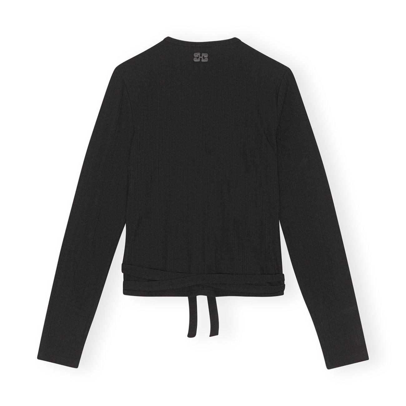 RIB JERSEY WRAP BLOUSE