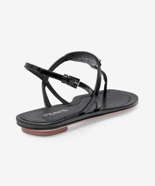Women's Triangle Logo Flat Sandal - Black