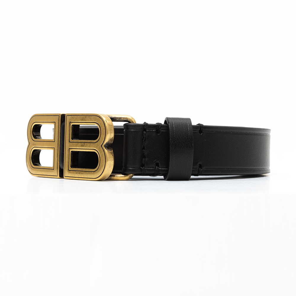 (W) Balenciaga BB Hourglass Thin Belt Black