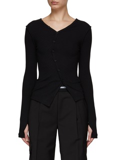 Twist placket long sleeve top