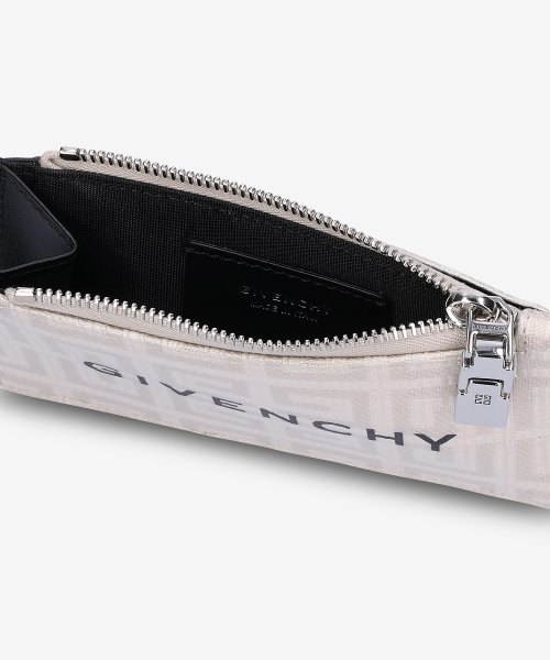 Men's Coated Canvas 4G Zipper Card Holder - Natural Beige