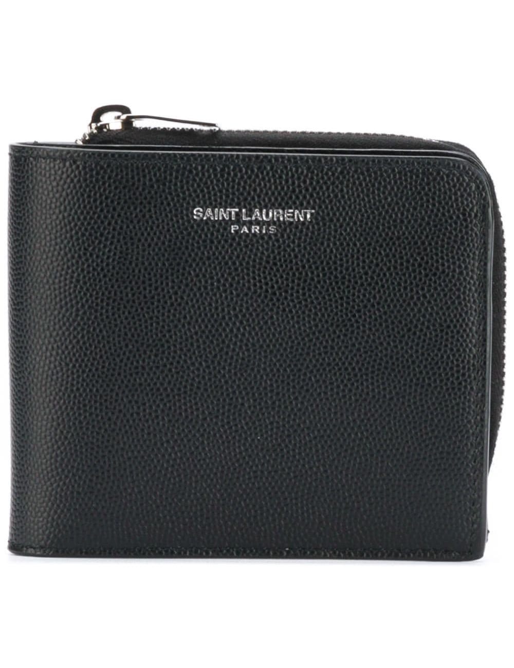 zip-around leather short wallet
