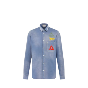 Embroidered cotton denim shirt