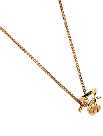 (W) Saint Laurent Cassandre Twist Pendant Necklace In Metal Gold