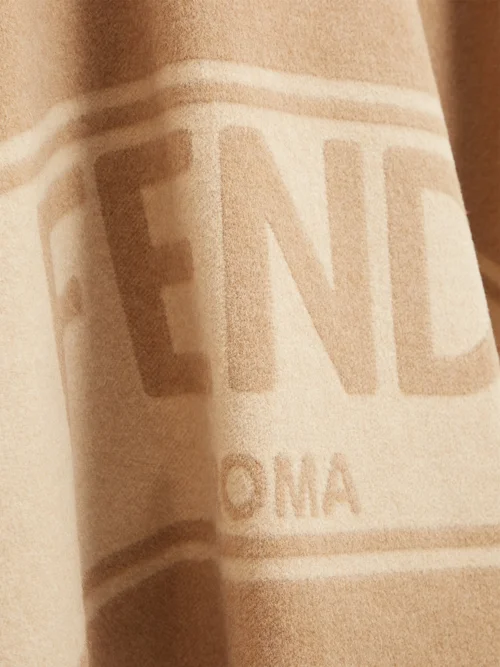 Fendi Roma logo wool cashmere poncho