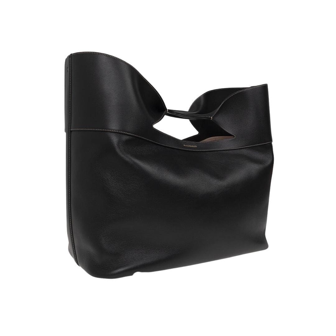 Leather bow tote bag