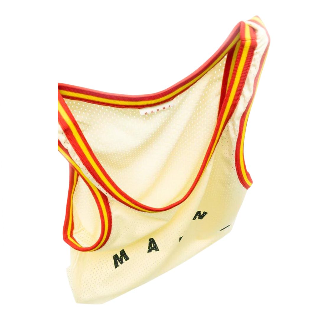 Marni Tech Fabric Basket Tank Top Shopping Bag Silk White