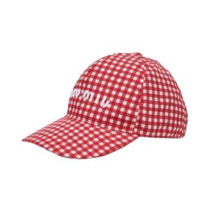 Logo embroidered gingham check ball cap