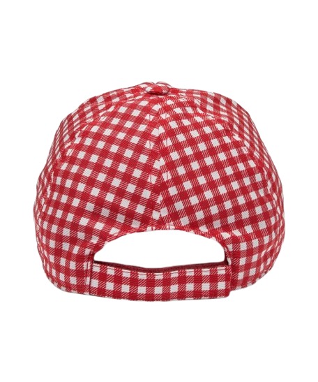 Logo embroidered gingham check ball cap