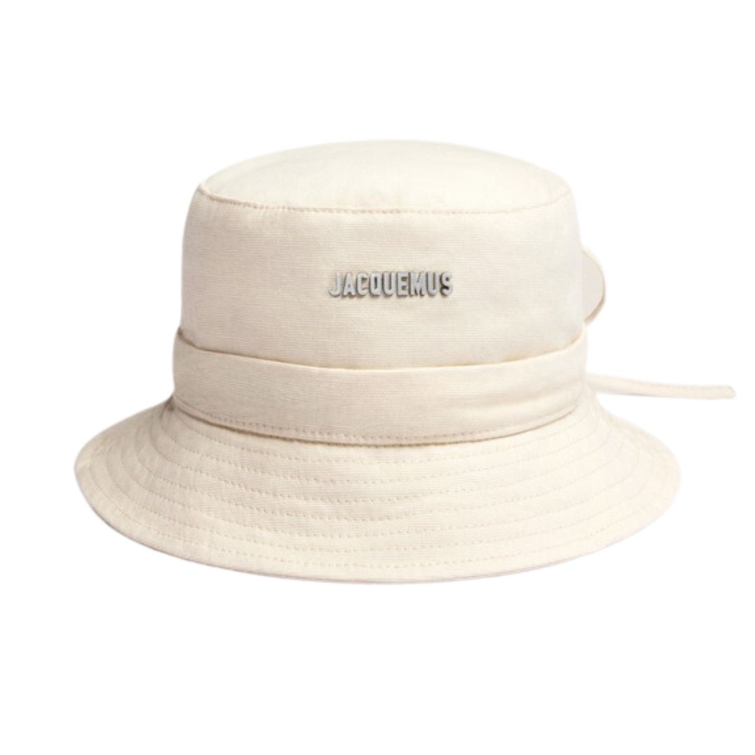 Logo plaque drawstring bucket hat