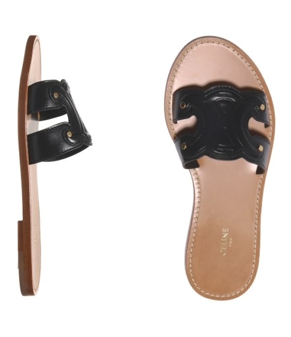 TRIOMPHE MULE IN CALFSKIN SILVER