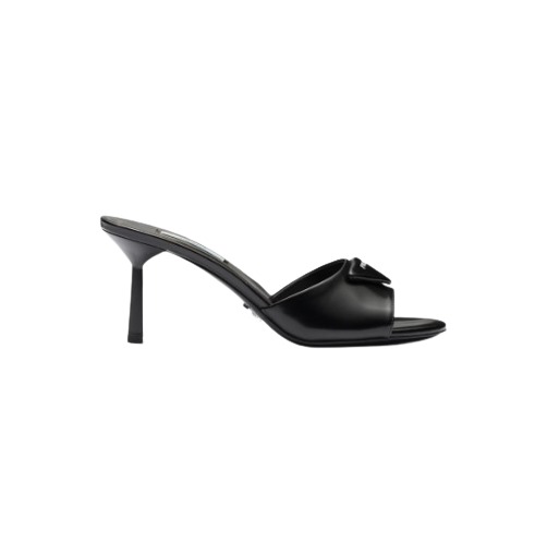 (W) Prada Brushed Leather Sandals Black