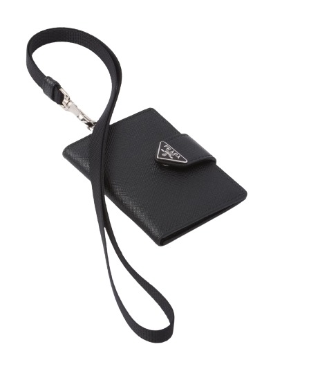 Saffiano and leather card holder black