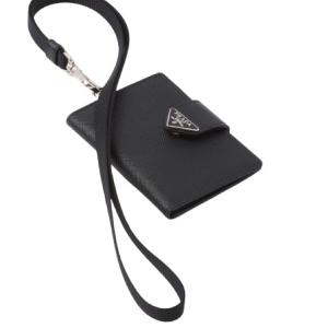 Saffiano and leather card holder black