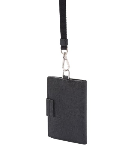 Saffiano and leather card holder black