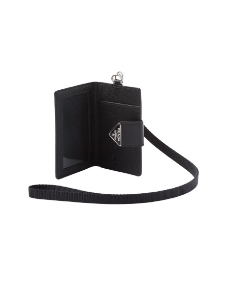 Saffiano and leather card holder black