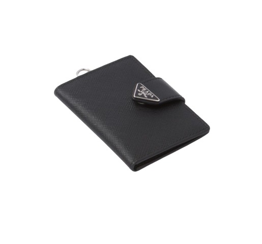 Saffiano and leather card holder black