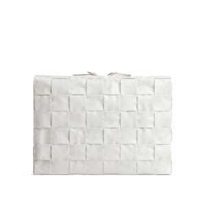 Document case made of leather with intrecciato weaving white