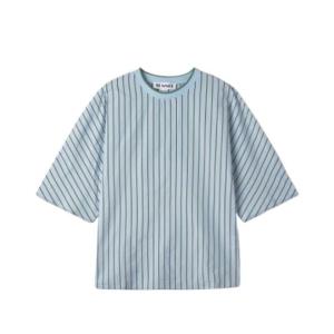 Men's kimono short sleeves T-shirt - Green: Blue stripe