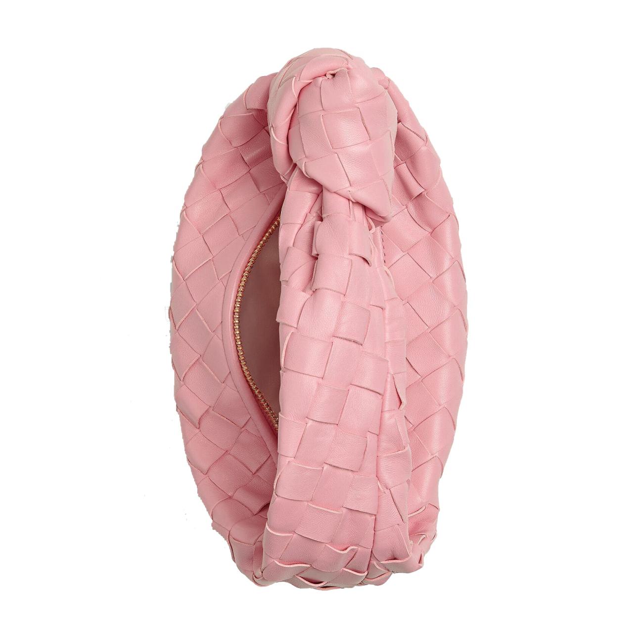 Crafted from sheepskin with intrecciato weave pink