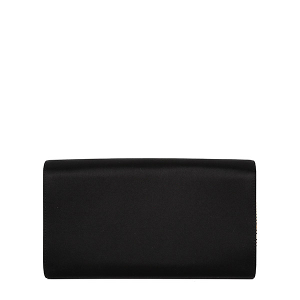 Black Flower Strass Buckle Clutch