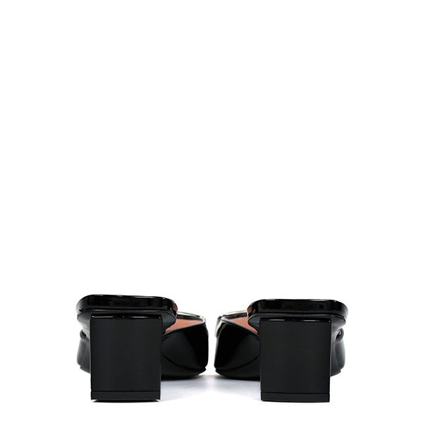 Black Bell Vivier Metal Buckle Mule