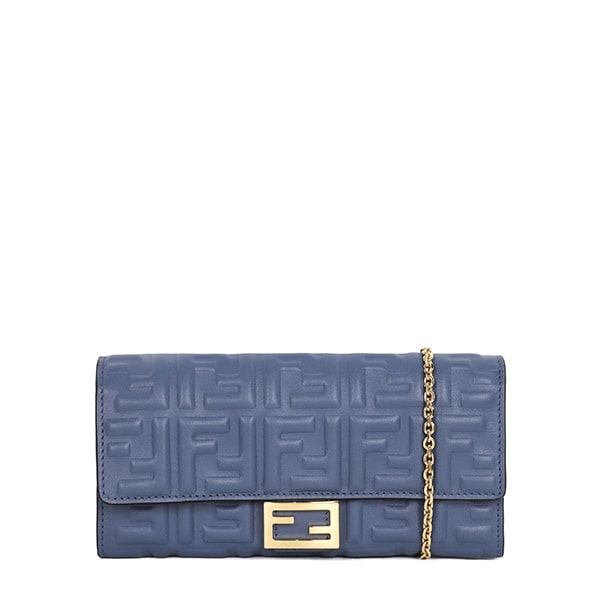 Blue Chain Long Wallet Baguette Bag