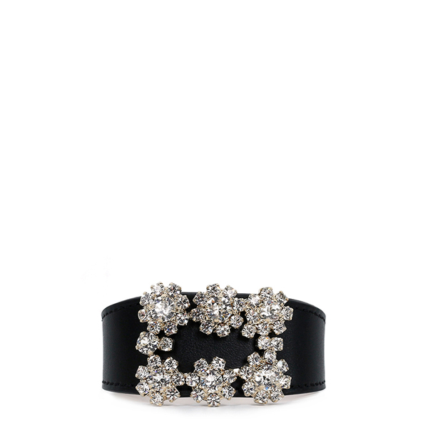 Black Flower Strass Buckle Bracelet