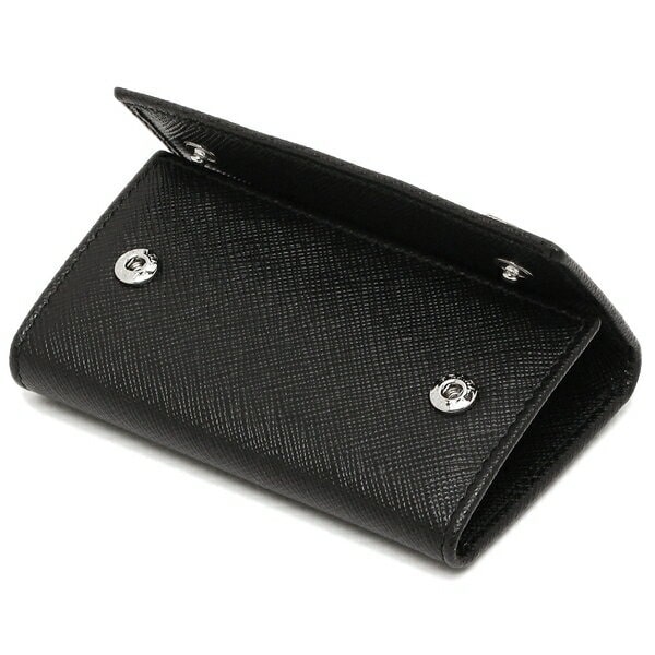 Saffiano leather key case black
