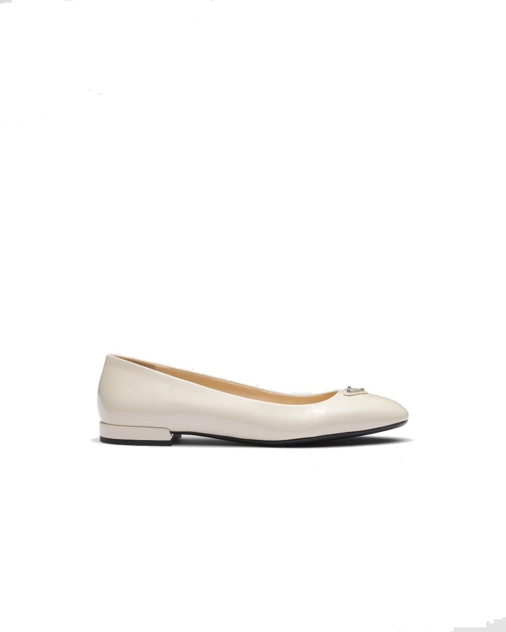 (W) Prada Patent Leather Ballerinas Ivory