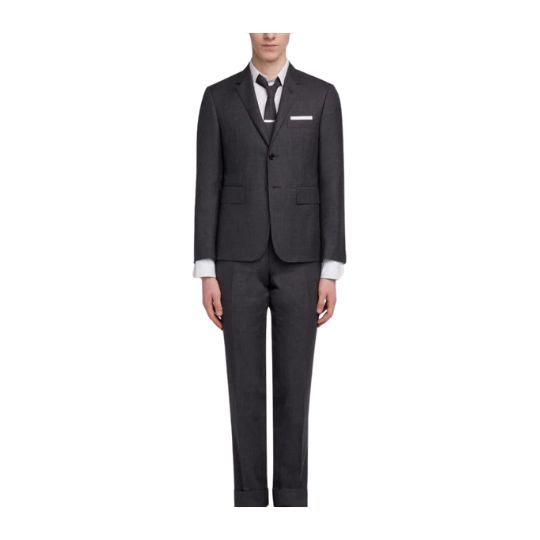 DARK GRAY SUPER 120'S WOOL TWILL CLASSIC SUIT AND TIE