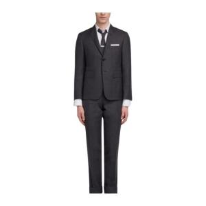 DARK GRAY SUPER 120'S WOOL TWILL CLASSIC SUIT AND TIE