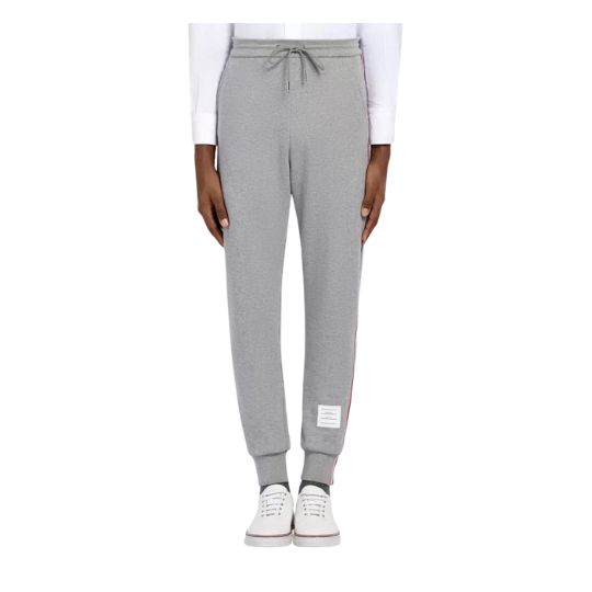 LIGHT GRAY LOOPBACK JERSEY VERTICAL STRIPE SWEATPANTS