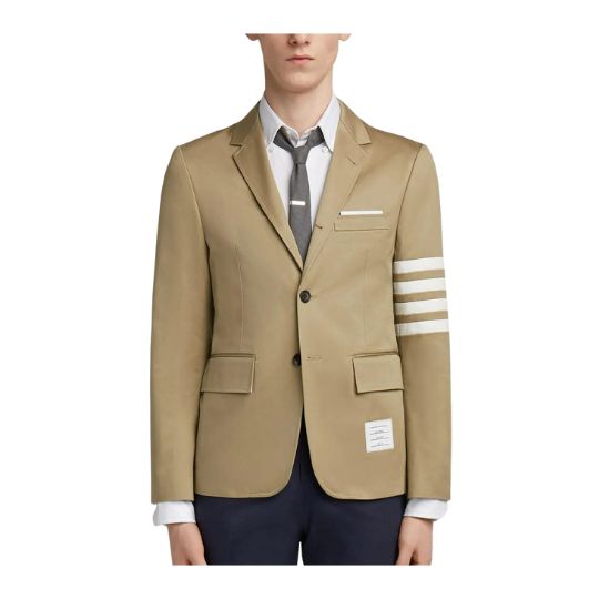 CAMEL COTTON TWILL 4-BAR UNCONSTRUCTED CLASSIC JACKET