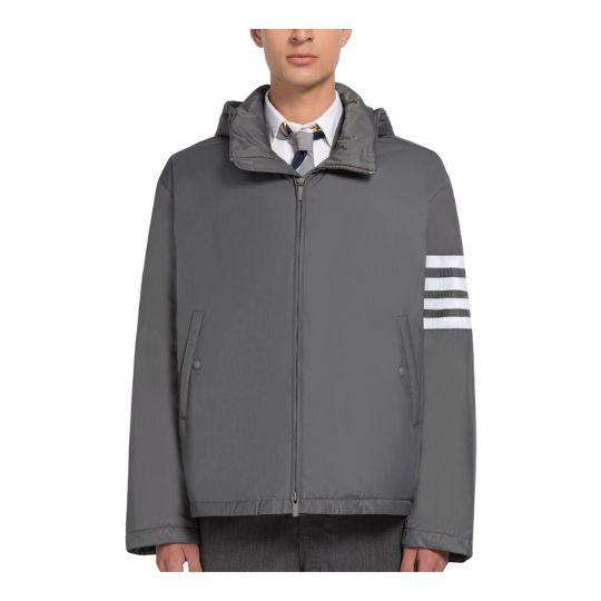 POLY TWILL 4-BAR DOWN FILL ZIP HOODIE JACKET