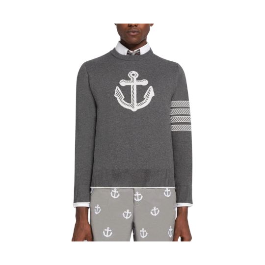 ANCHOR JACQUARD 4-BAR CREW NECK PULLOVER