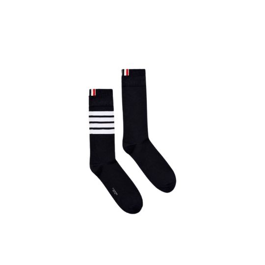 4 Bar Stripe Lightweight Mid Calf Socks - Black