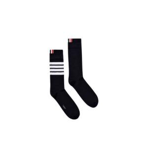 4 Bar Stripe Lightweight Mid Calf Socks - Black