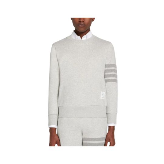PASTEL GREY LOOPBACK TERRY TONAL 4-BAR RELAXED FIT CREW NECK SWEATSHIRT GREY