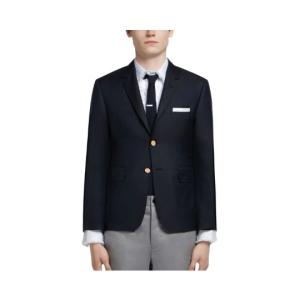 NAVY SUPER 120'S WOOL TWILL SINGLE BREASTED CLASSIC JACKET