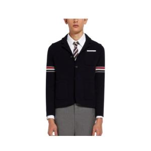 NAVY TEXTURED JACQUARD STRIPE ARMBAND JACKET