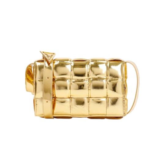‘PADDED CASSETTE SMALL’ SHOULDER BAG ( GOLD )
