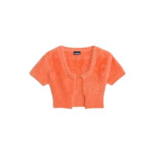 La Mayu Nive Fluffy Charm Logo Cardigan orange