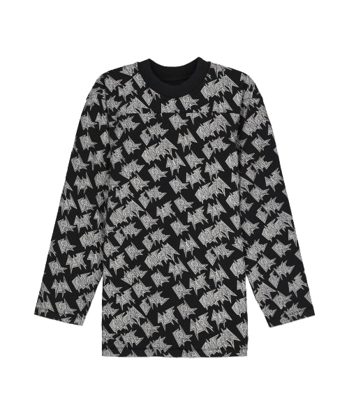 Men's All Over Print Long Sleeve T-Shirt - Black