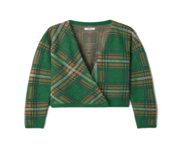 Men's Plaid Check Pattern Cardigan - Green:Multicolor