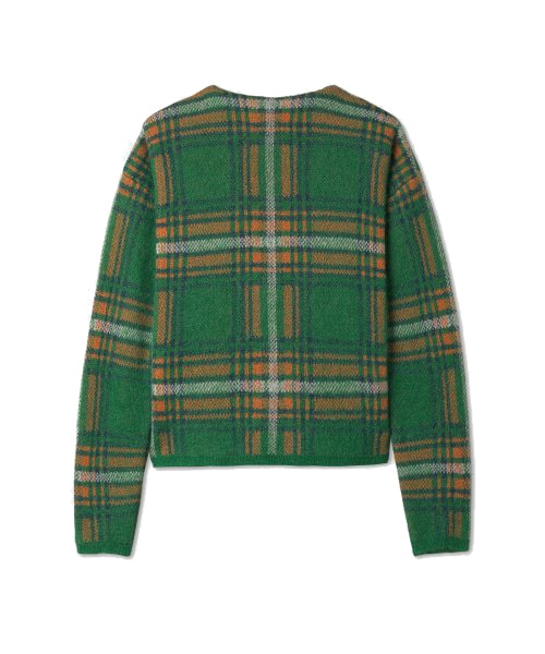 Men's Plaid Check Pattern Cardigan - Green:Multicolor