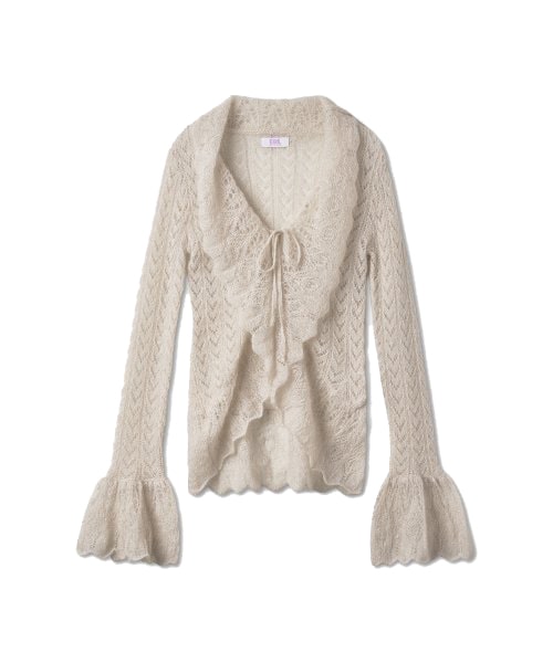 Women's Croquette Knit Cardigan - Beige