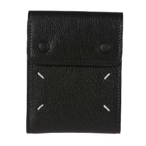 Stitched goatskin flap wallet