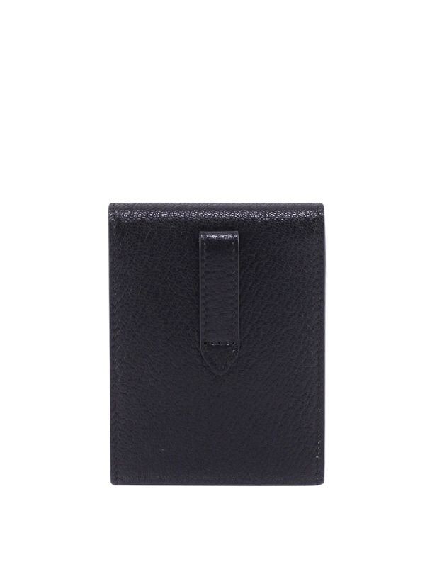 Stitched goatskin flap wallet